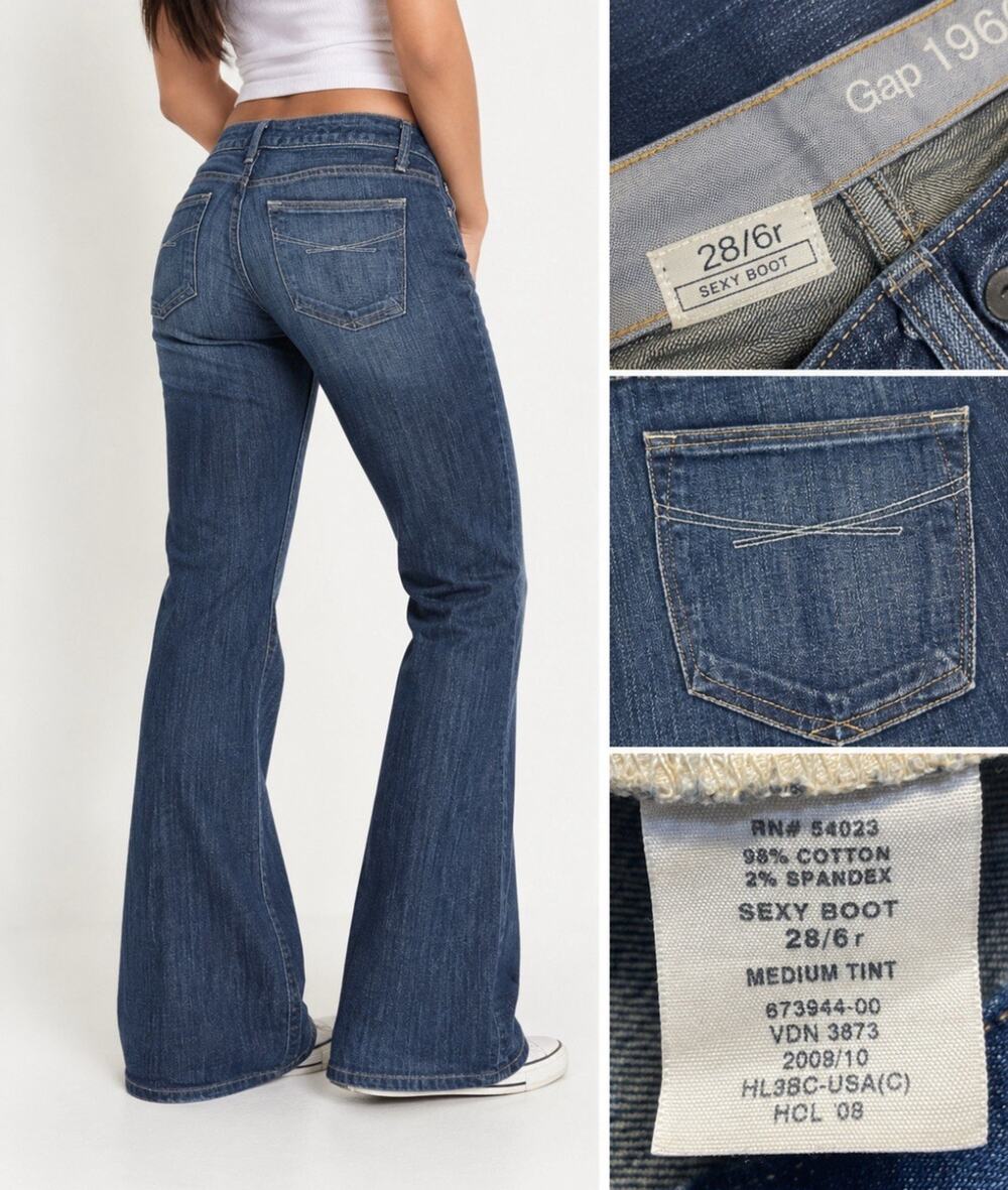 Y2K Indie Sleaze Gap 1969 Sexy Boot Bootcut Jeans 28/6R Medium Wash Indigo Denim